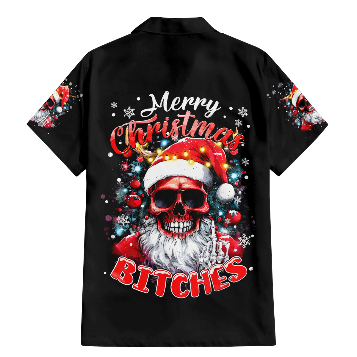 Skeleton Santa Claus Family Matching Mermaid Dress and Hawaiian Shirt Merry Christmas Bitches - Wonder Print Shop