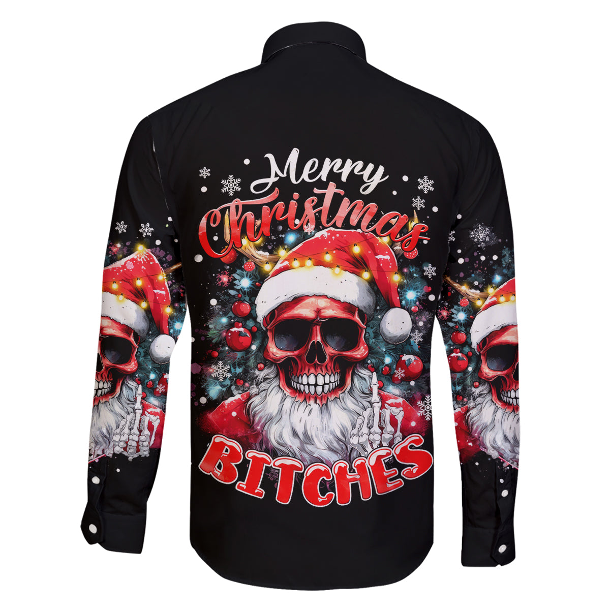 Skeleton Santa Claus Family Matching Mermaid Dress and Hawaiian Shirt Merry Christmas Bitches - Wonder Print Shop