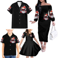 Skeleton Santa Claus Family Matching Off Shoulder Long Sleeve Dress and Hawaiian Shirt Merry Christmas Bitches - Wonder Print Shop