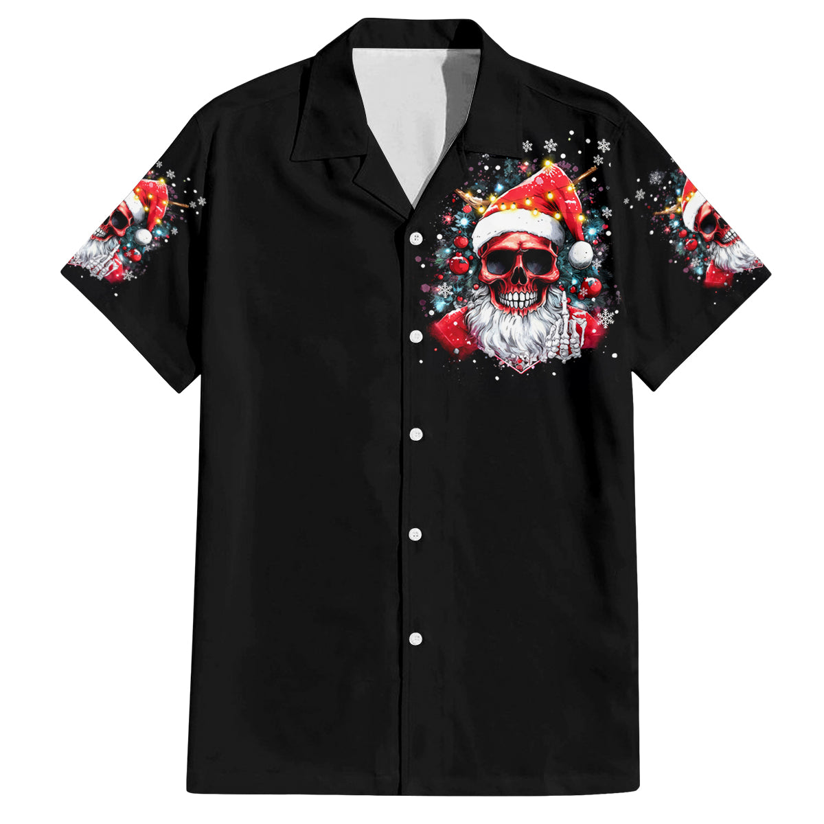 Skeleton Santa Claus Family Matching Off Shoulder Long Sleeve Dress and Hawaiian Shirt Merry Christmas Bitches - Wonder Print Shop
