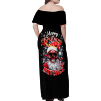 Skeleton Santa Claus Family Matching Off Shoulder Maxi Dress and Hawaiian Shirt Merry Christmas Bitches - Wonder Print Shop