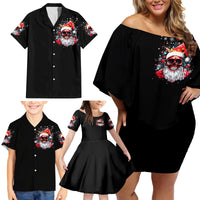 Skeleton Santa Claus Family Matching Off Shoulder Short Dress and Hawaiian Shirt Merry Christmas Bitches - Wonder Print Shop
