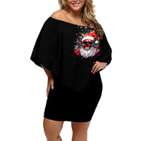 Skeleton Santa Claus Family Matching Off Shoulder Short Dress and Hawaiian Shirt Merry Christmas Bitches - Wonder Print Shop