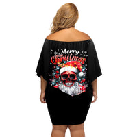 Skeleton Santa Claus Family Matching Off Shoulder Short Dress and Hawaiian Shirt Merry Christmas Bitches - Wonder Print Shop