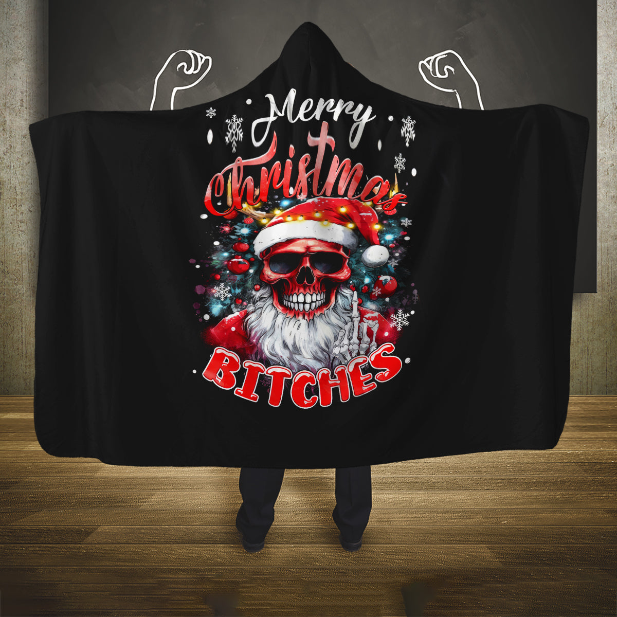 skeleton-santa-claus-hooded-blanket-merry-christmas-bitches