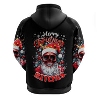 Skeleton Santa Claus Hoodie Merry Christmas Bitches - Wonder Print Shop
