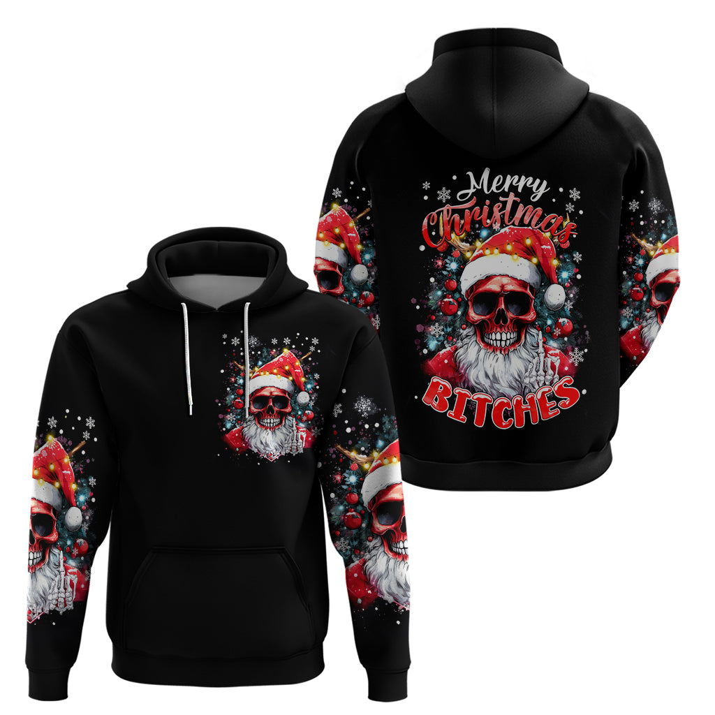 Skeleton Santa Claus Hoodie Merry Christmas Bitches - Wonder Print Shop