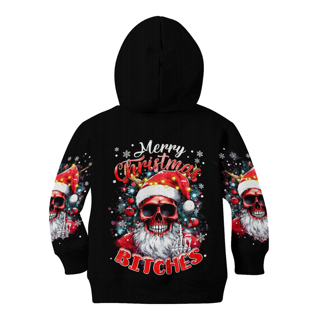 Skeleton Santa Claus Kid Hoodie Merry Christmas Bitches - Wonder Print Shop