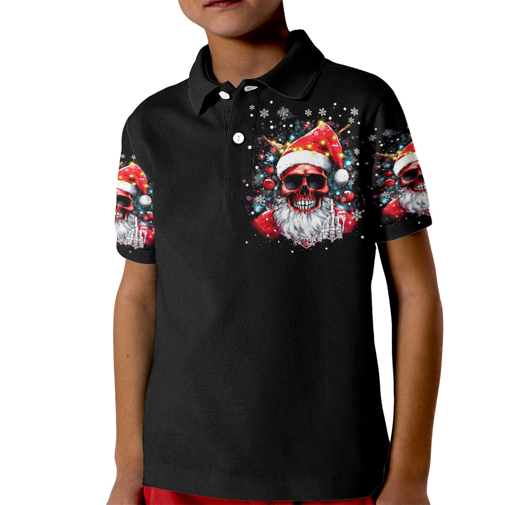 Skeleton Santa Claus Kid Polo Shirt Merry Christmas Bitches - Wonder Print Shop