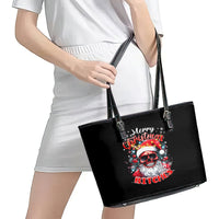 Skeleton Santa Claus Leather Tote Bag Merry Christmas Bitches - Wonder Print Shop