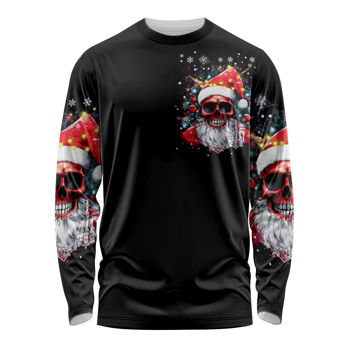 Skeleton Santa Claus Long Sleeve Shirt Merry Christmas Bitches - Wonder Print Shop