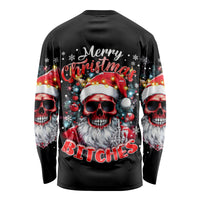 Skeleton Santa Claus Long Sleeve Shirt Merry Christmas Bitches - Wonder Print Shop