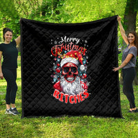 Skeleton Santa Claus Quilt Merry Christmas Bitches - Wonder Print Shop