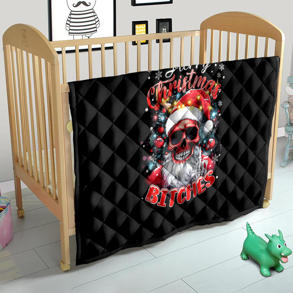 Skeleton Santa Claus Quilt Merry Christmas Bitches - Wonder Print Shop