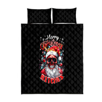 Skeleton Santa Claus Quilt Bed Set Merry Christmas Bitches - Wonder Print Shop