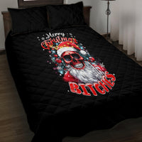 Skeleton Santa Claus Quilt Bed Set Merry Christmas Bitches - Wonder Print Shop