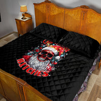 Skeleton Santa Claus Quilt Bed Set Merry Christmas Bitches - Wonder Print Shop