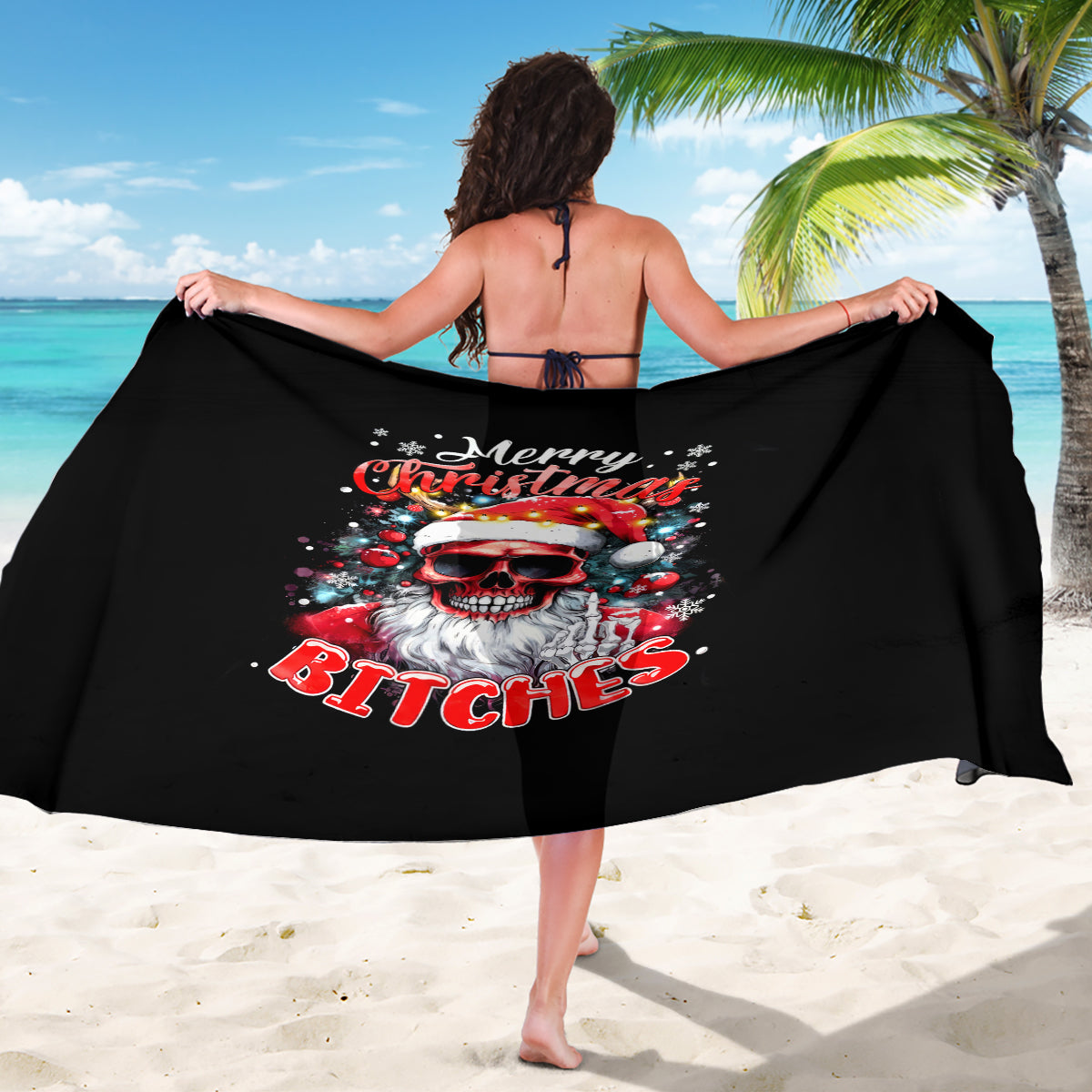 Skeleton Santa Claus Sarong Merry Christmas Bitches - Wonder Print Shop