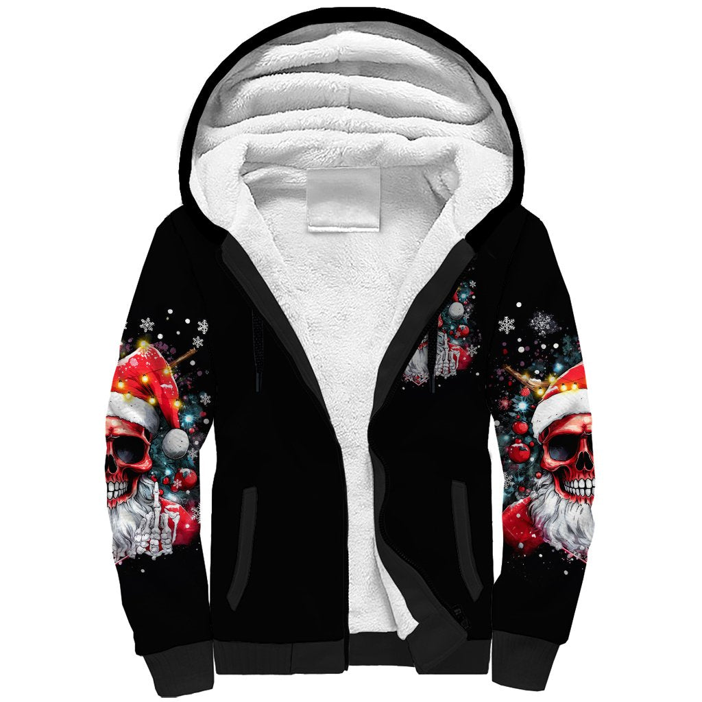 Skeleton Santa Claus Sherpa Hoodie Merry Christmas Bitches - Wonder Print Shop