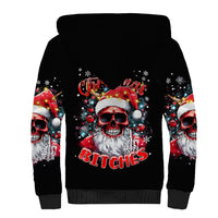 Skeleton Santa Claus Sherpa Hoodie Merry Christmas Bitches - Wonder Print Shop