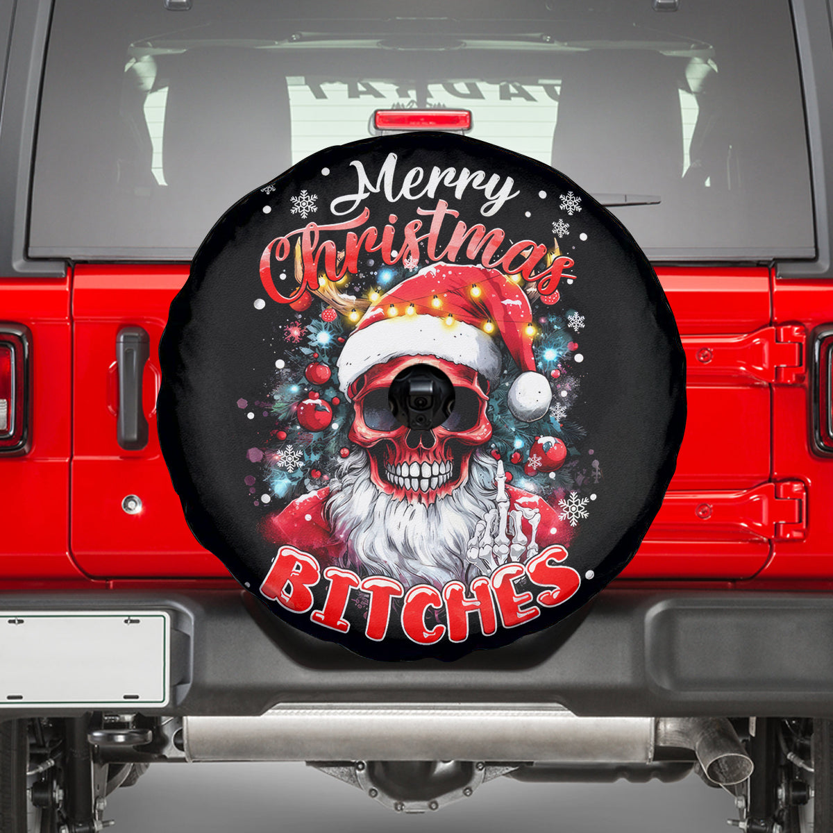 Skeleton Santa Claus Spare Tire Cover Merry Christmas Bitches - Wonder Print Shop