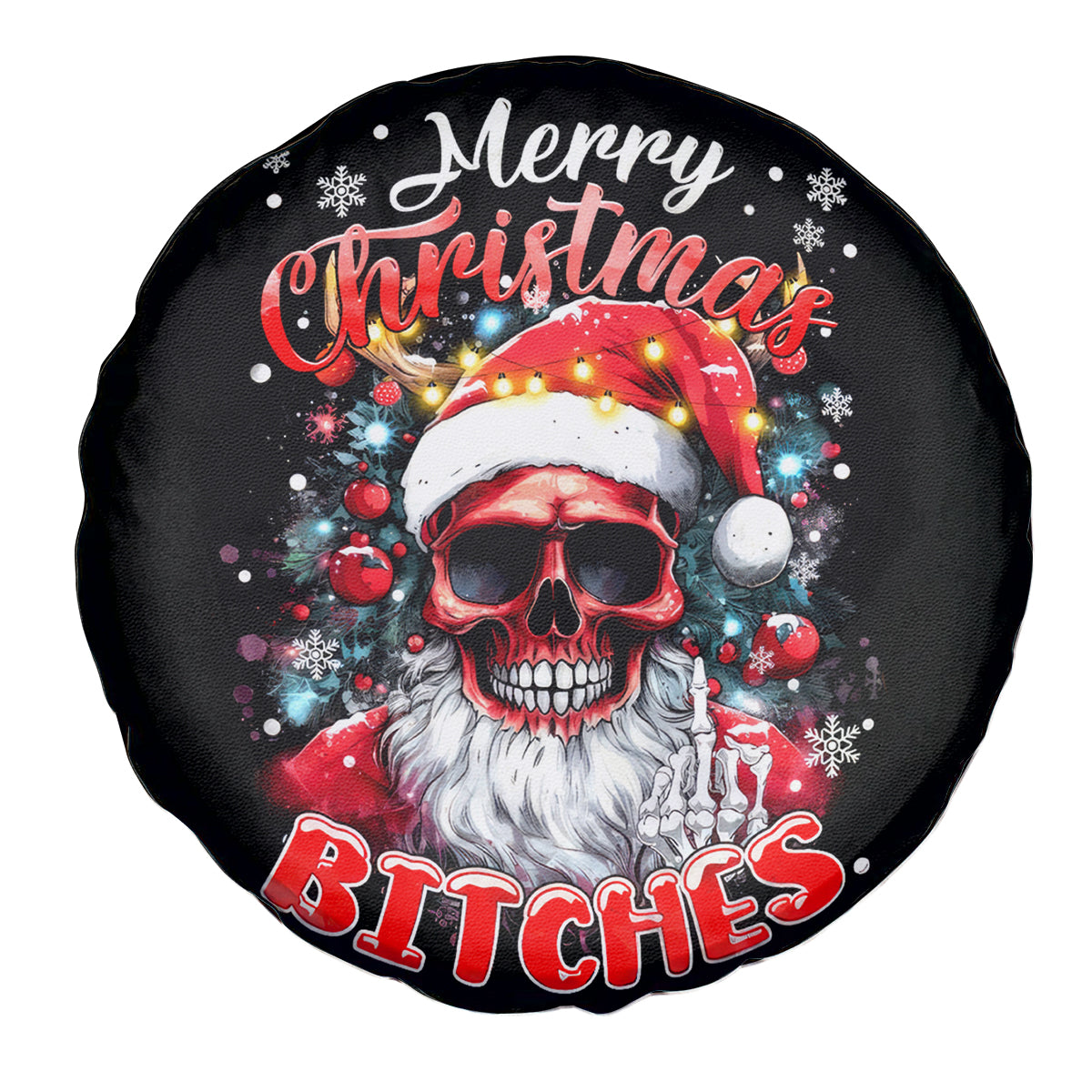 Skeleton Santa Claus Spare Tire Cover Merry Christmas Bitches - Wonder Print Shop