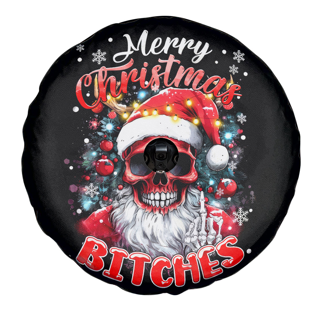 Skeleton Santa Claus Spare Tire Cover Merry Christmas Bitches - Wonder Print Shop