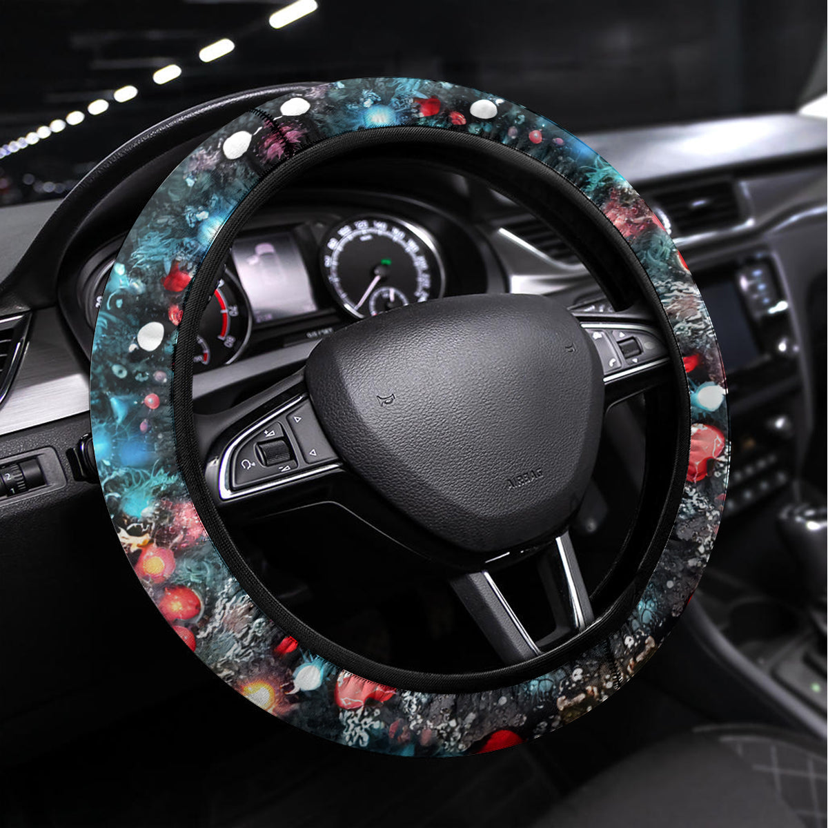 Skeleton Santa Claus Steering Wheel Cover Merry Christmas Bitches - Wonder Print Shop
