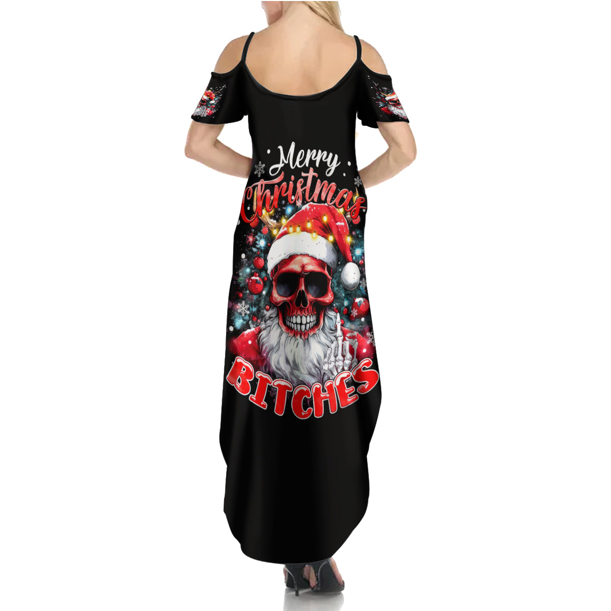 Skeleton Santa Claus Summer Maxi Dress Merry Christmas Bitches - Wonder Print Shop