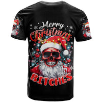 Skeleton Santa Claus T Shirt Merry Christmas Bitches - Wonder Print Shop
