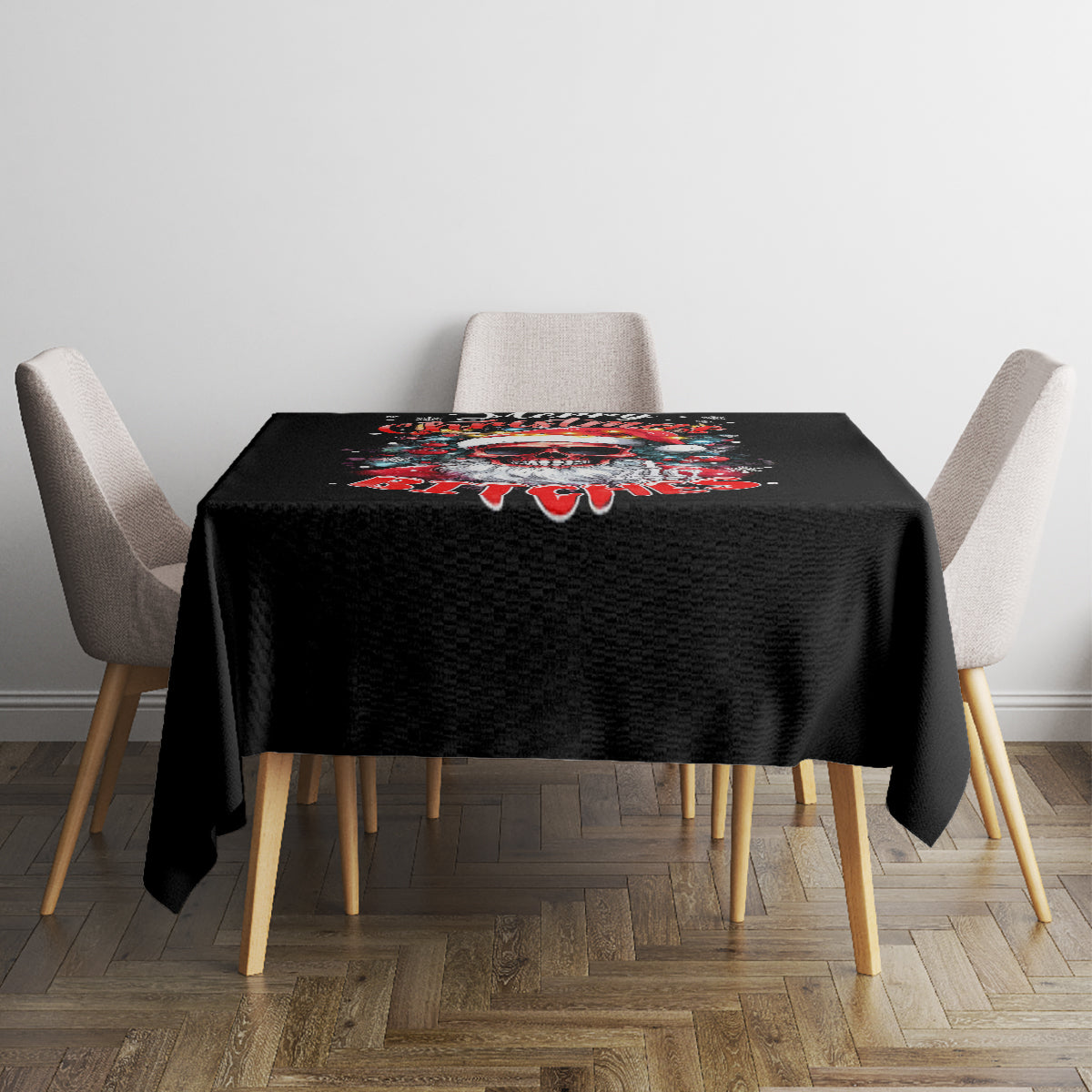 Skeleton Santa Claus Tablecloth Merry Christmas Bitches - Wonder Print Shop