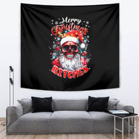 Skeleton Santa Claus Tapestry Merry Christmas Bitches - Wonder Print Shop