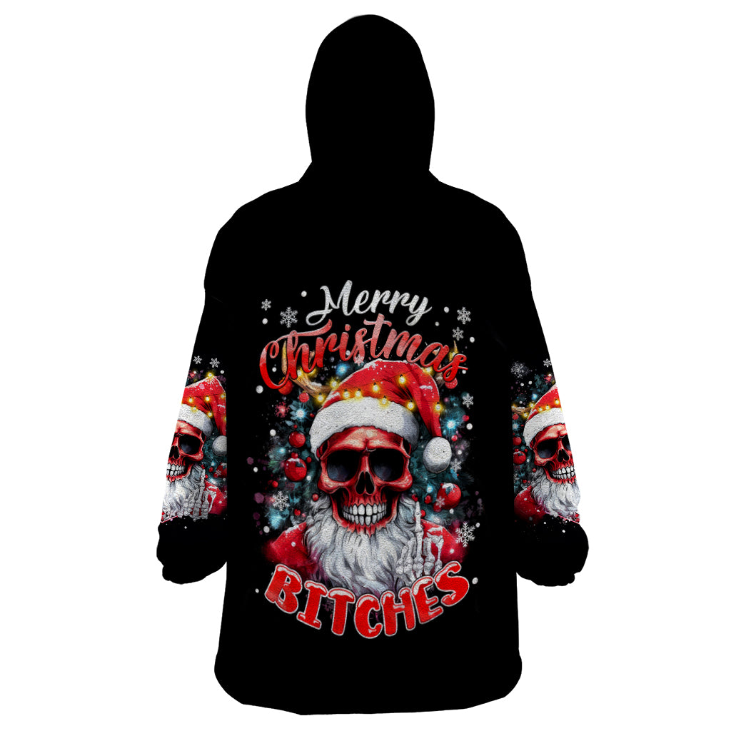 Skeleton Santa Claus Wearable Blanket Hoodie Merry Christmas Bitches - Wonder Print Shop