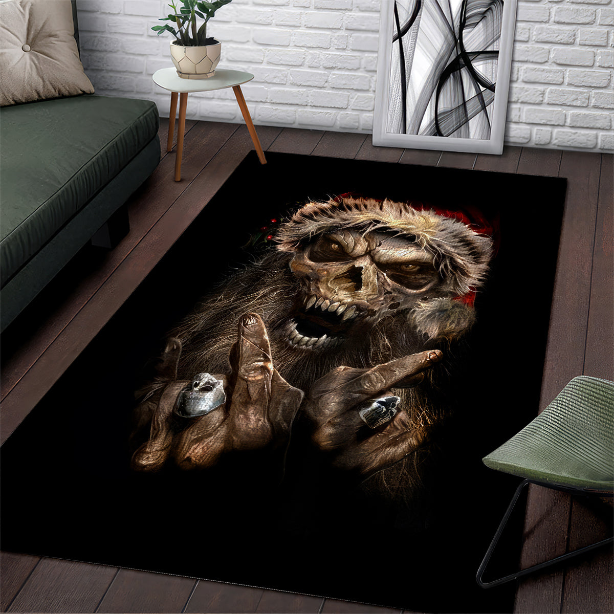 Skeleton Santa Claus Area Rug Scary Skeleton Santa Claus Coming - Wonder Print Shop