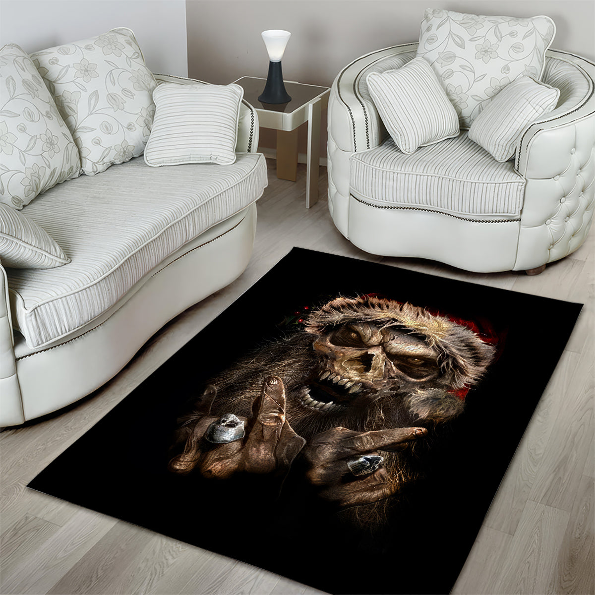 Skeleton Santa Claus Area Rug Scary Skeleton Santa Claus Coming - Wonder Print Shop