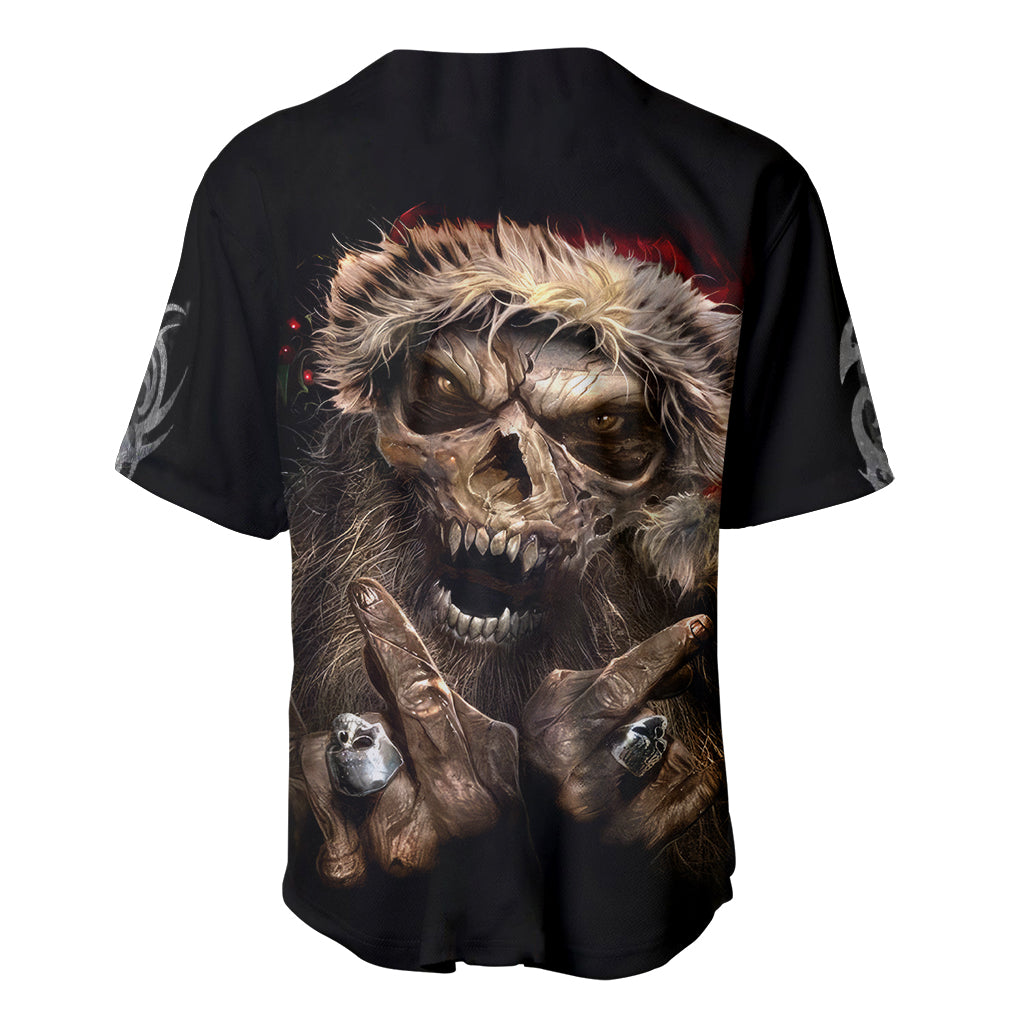 Skeleton Santa Claus Baseball Jersey Scary Skeleton Santa Claus Coming - Wonder Print Shop