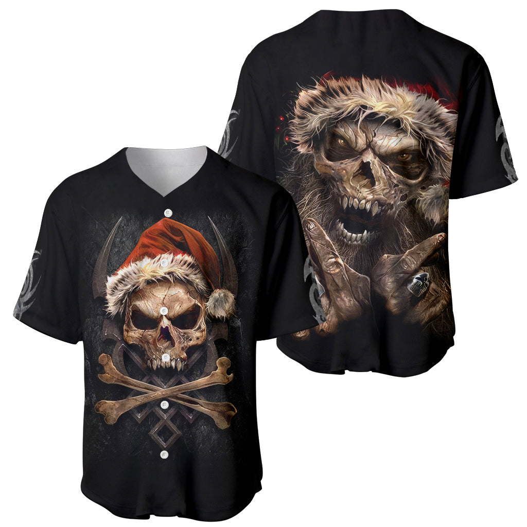 Skeleton Santa Claus Baseball Jersey Scary Skeleton Santa Claus Coming - Wonder Print Shop