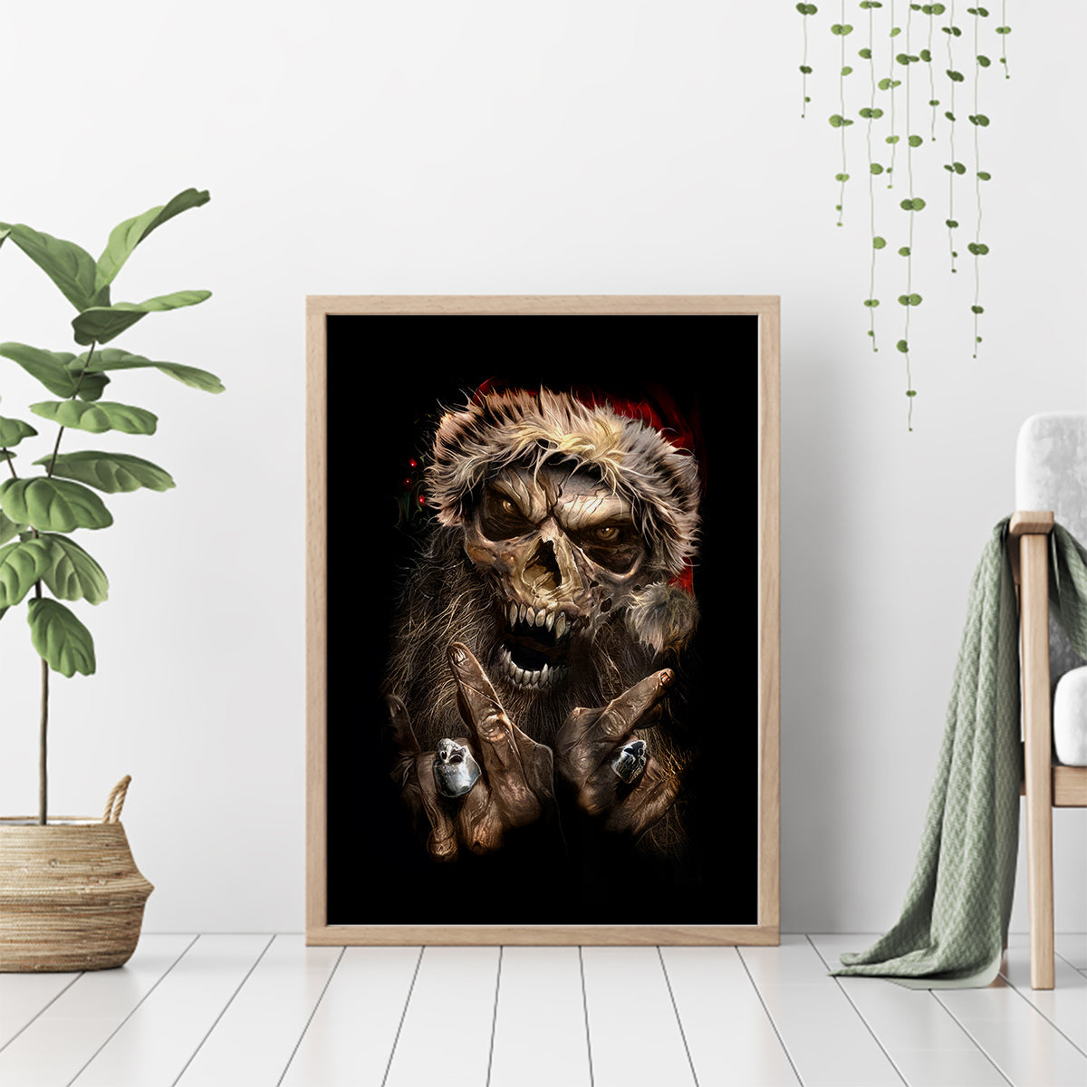 Skeleton Santa Claus Canvas Wall Art Scary Skeleton Santa Claus Coming - Wonder Print Shop