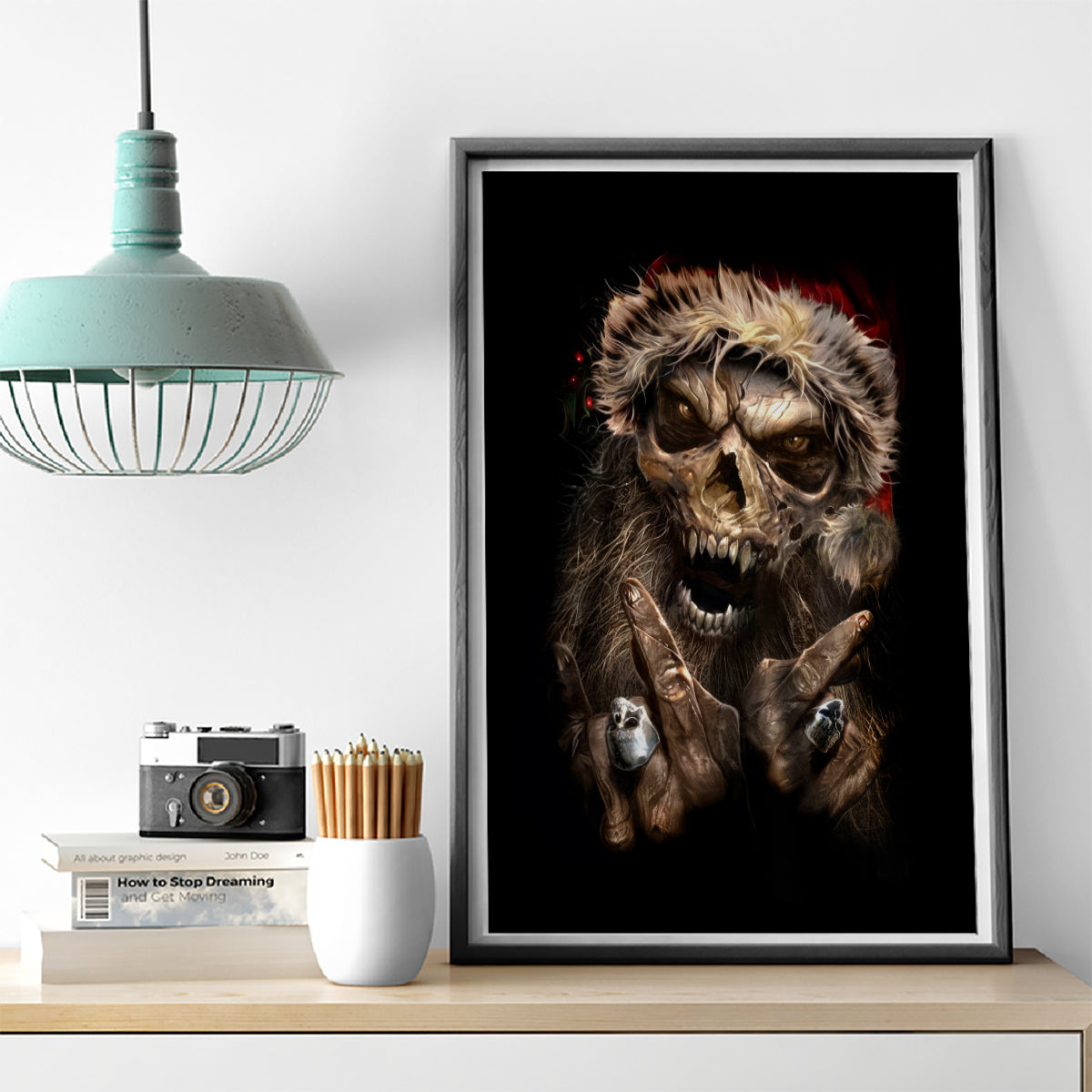 Skeleton Santa Claus Canvas Wall Art Scary Skeleton Santa Claus Coming - Wonder Print Shop