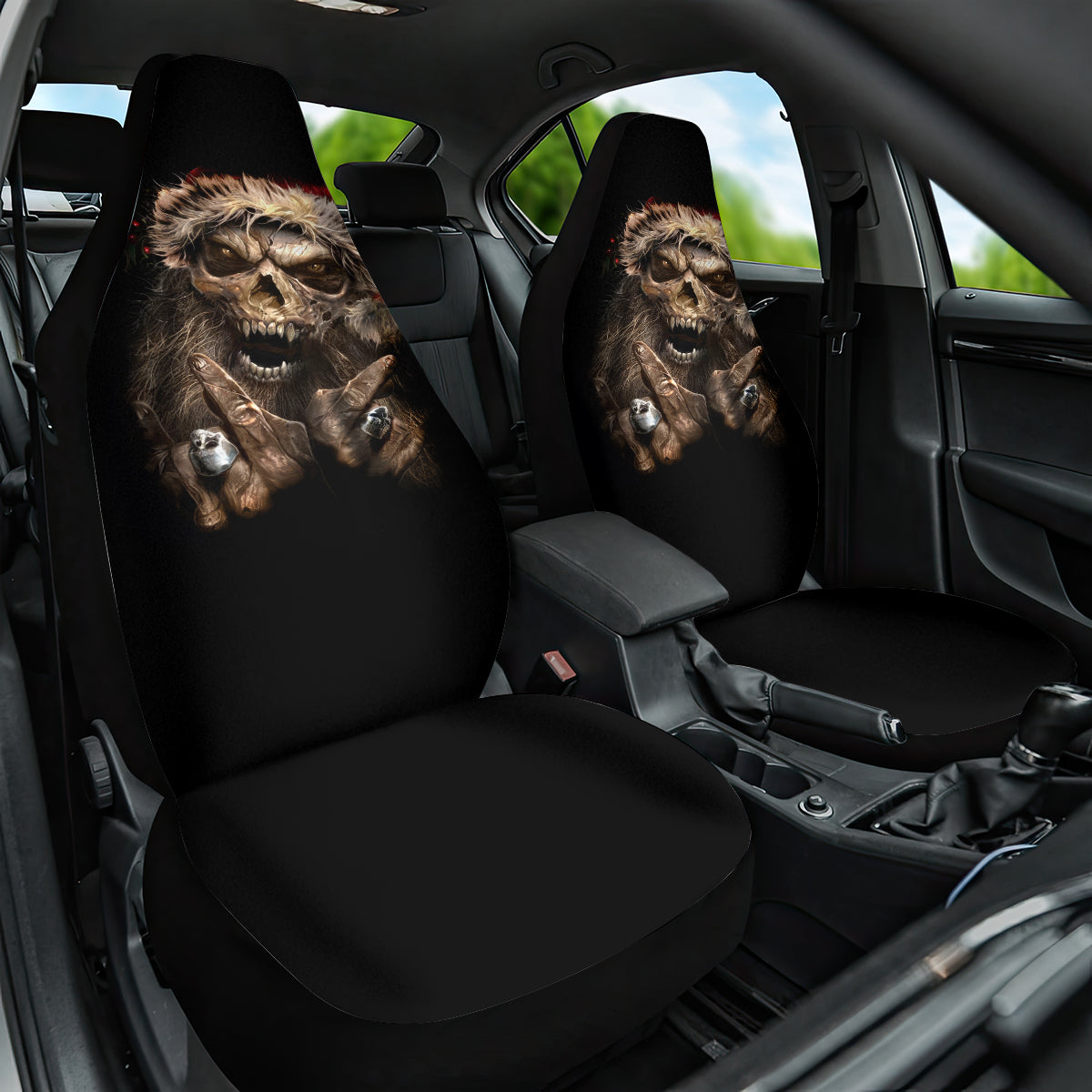 Skeleton Santa Claus Car Seat Cover Scary Skeleton Santa Claus Coming - Wonder Print Shop