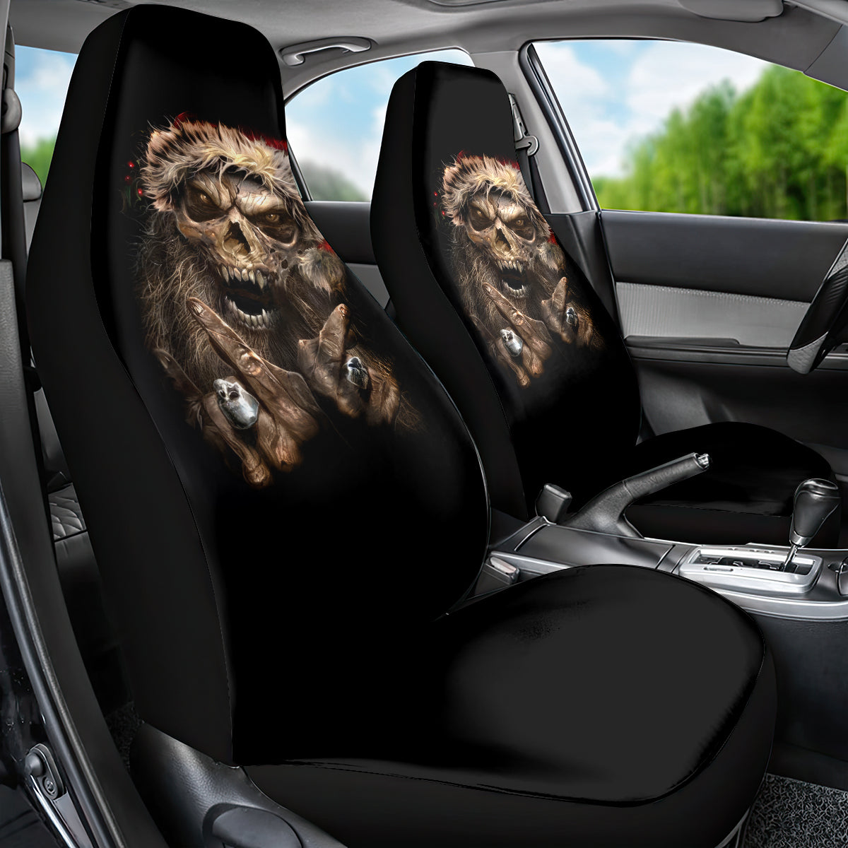 Skeleton Santa Claus Car Seat Cover Scary Skeleton Santa Claus Coming - Wonder Print Shop