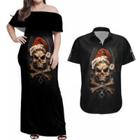 Skeleton Santa Claus Couples Matching Off Shoulder Maxi Dress and Hawaiian Shirt Scary Skeleton Santa Claus Coming - Wonder Print Shop