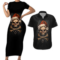 Skeleton Santa Claus Couples Matching Short Sleeve Bodycon Dress and Hawaiian Shirt Scary Skeleton Santa Claus Coming - Wonder Print Shop