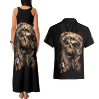 Skeleton Santa Claus Couples Matching Tank Maxi Dress and Hawaiian Shirt Scary Skeleton Santa Claus Coming - Wonder Print Shop