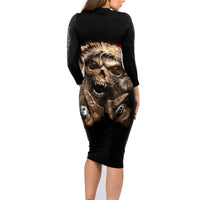 Skeleton Santa Claus Family Matching Long Sleeve Bodycon Dress and Hawaiian Shirt Scary Skeleton Santa Claus Coming - Wonder Print Shop