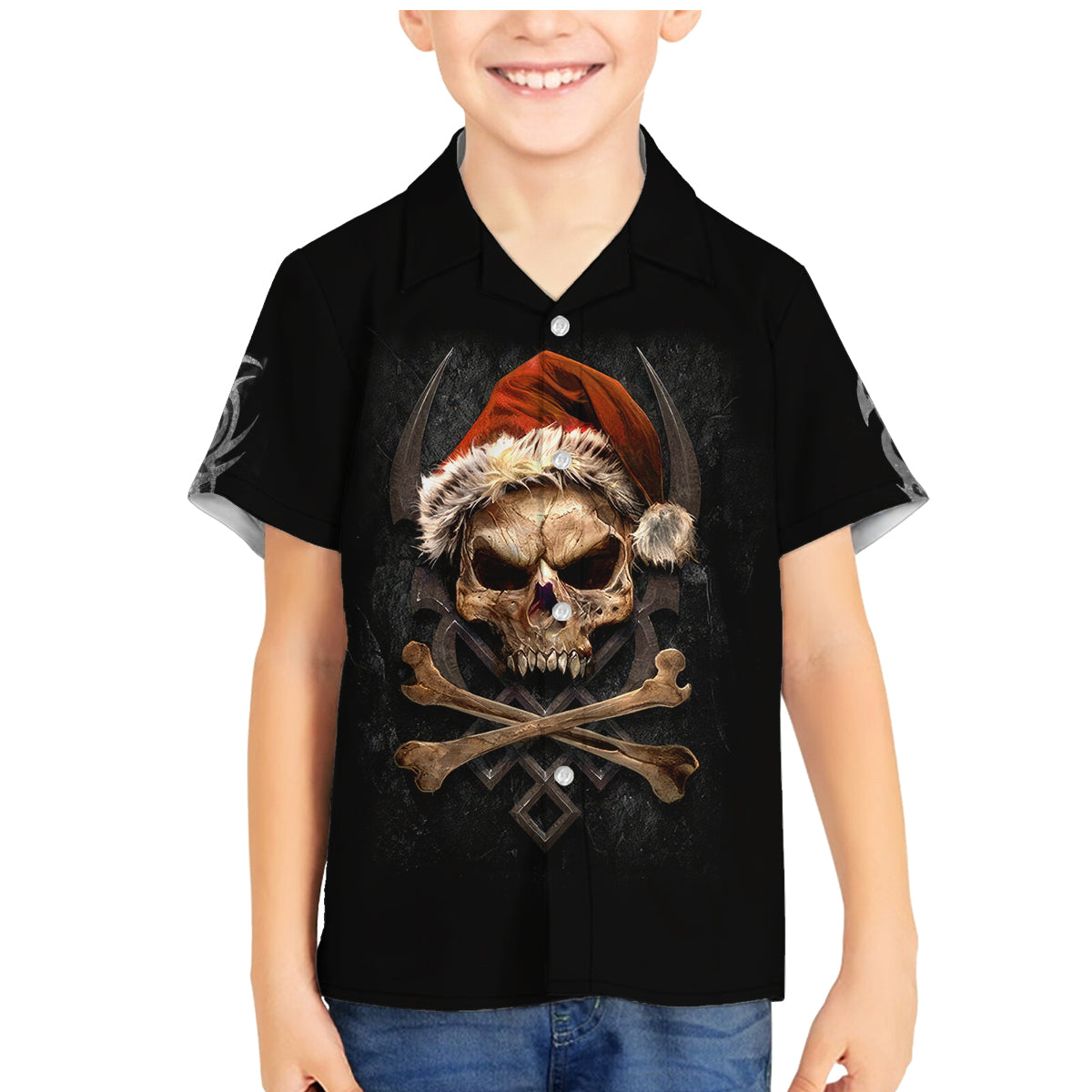 Skeleton Santa Claus Family Matching Mermaid Dress and Hawaiian Shirt Scary Skeleton Santa Claus Coming - Wonder Print Shop