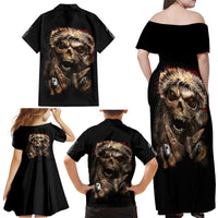 Skeleton Santa Claus Family Matching Off Shoulder Maxi Dress and Hawaiian Shirt Scary Skeleton Santa Claus Coming - Wonder Print Shop