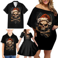 Skeleton Santa Claus Family Matching Off Shoulder Short Dress and Hawaiian Shirt Scary Skeleton Santa Claus Coming - Wonder Print Shop
