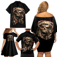 Skeleton Santa Claus Family Matching Off Shoulder Short Dress and Hawaiian Shirt Scary Skeleton Santa Claus Coming - Wonder Print Shop