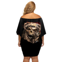 Skeleton Santa Claus Family Matching Off Shoulder Short Dress and Hawaiian Shirt Scary Skeleton Santa Claus Coming - Wonder Print Shop